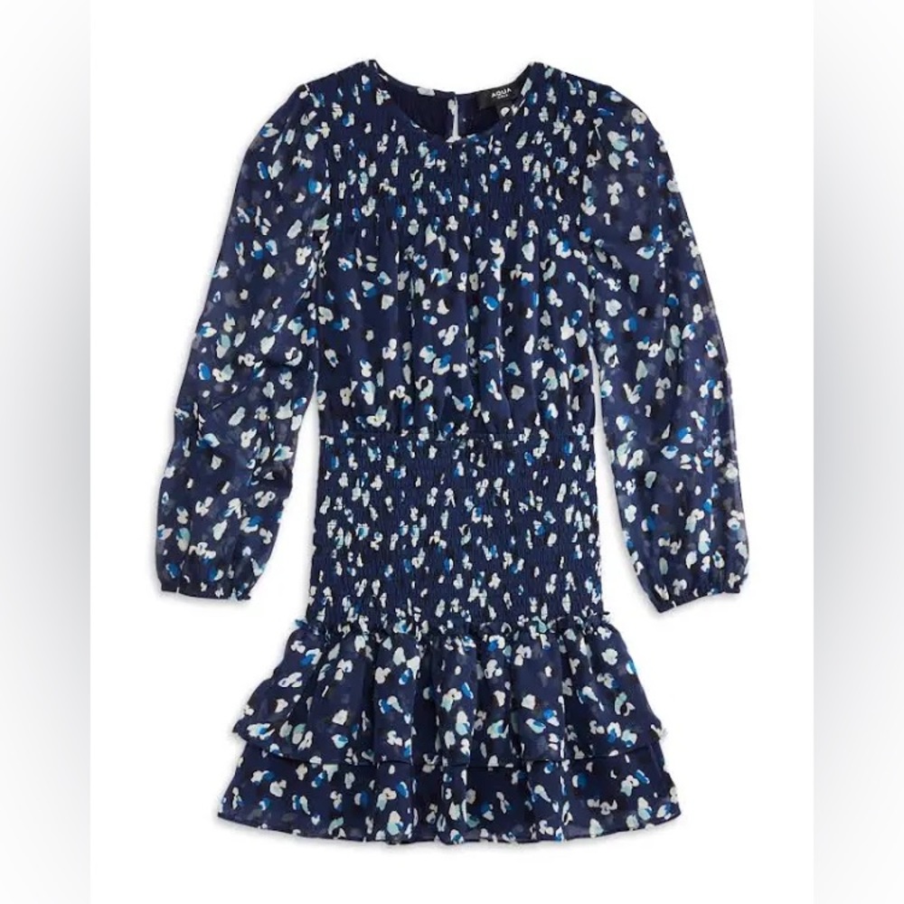 AQUA
Girls' Speckle Flutter Smocked Dress